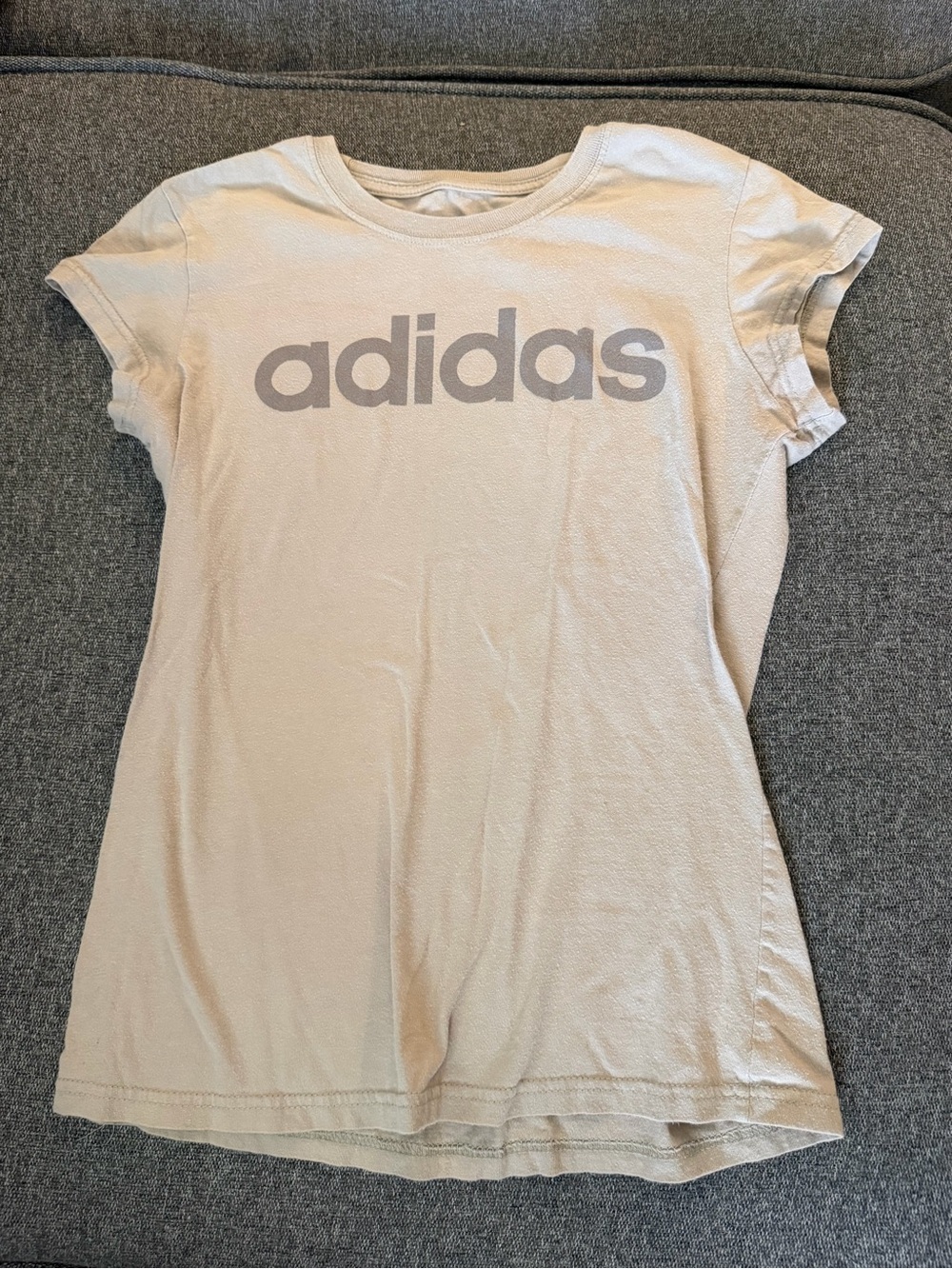 adidas Cream T-Shirt with Gray Logo
